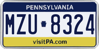 PA license plate MZU8324