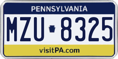 PA license plate MZU8325