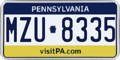 PA license plate MZU8335