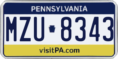 PA license plate MZU8343