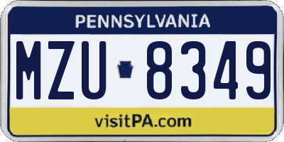 PA license plate MZU8349