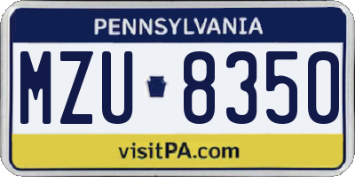 PA license plate MZU8350