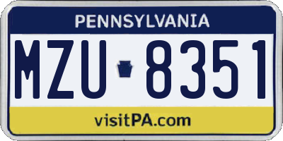 PA license plate MZU8351