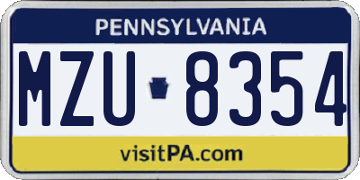 PA license plate MZU8354