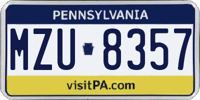 PA license plate MZU8357