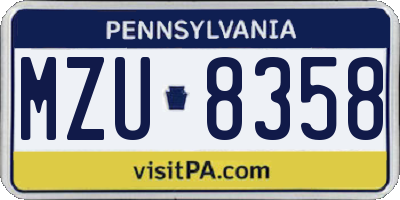 PA license plate MZU8358