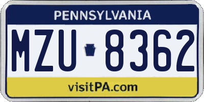 PA license plate MZU8362