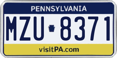 PA license plate MZU8371