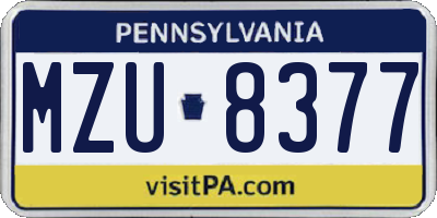 PA license plate MZU8377