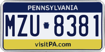 PA license plate MZU8381