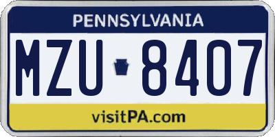 PA license plate MZU8407