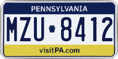 PA license plate MZU8412