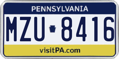 PA license plate MZU8416