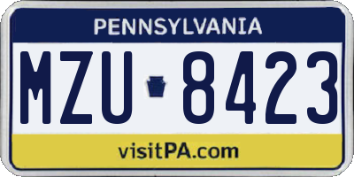 PA license plate MZU8423