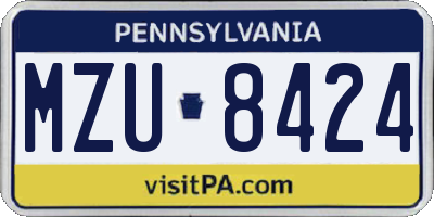 PA license plate MZU8424