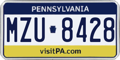 PA license plate MZU8428