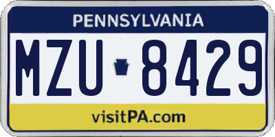 PA license plate MZU8429