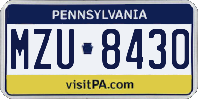 PA license plate MZU8430