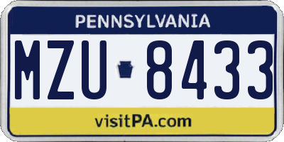 PA license plate MZU8433