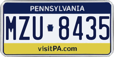 PA license plate MZU8435