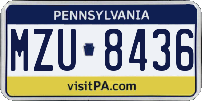 PA license plate MZU8436