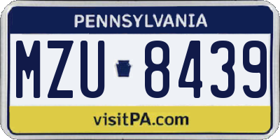 PA license plate MZU8439