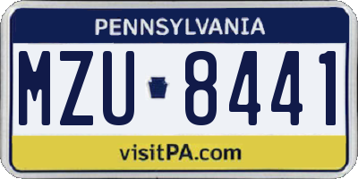 PA license plate MZU8441
