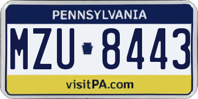 PA license plate MZU8443