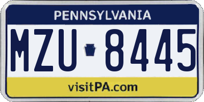 PA license plate MZU8445