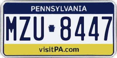 PA license plate MZU8447
