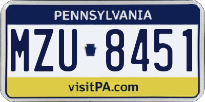 PA license plate MZU8451