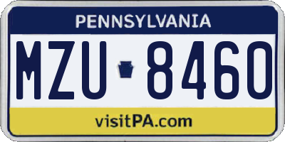 PA license plate MZU8460