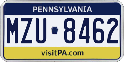 PA license plate MZU8462