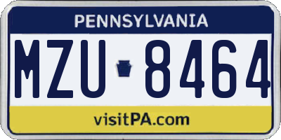 PA license plate MZU8464