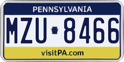 PA license plate MZU8466