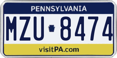 PA license plate MZU8474
