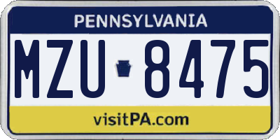 PA license plate MZU8475