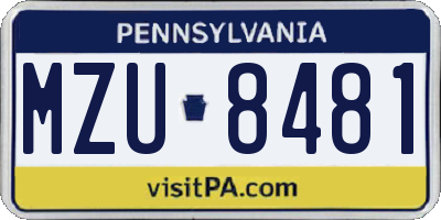 PA license plate MZU8481