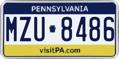 PA license plate MZU8486