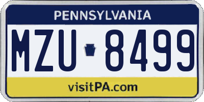 PA license plate MZU8499