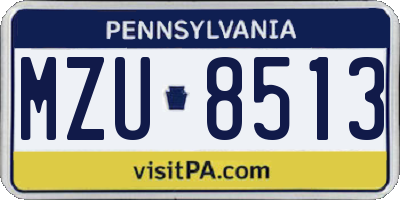 PA license plate MZU8513