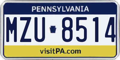 PA license plate MZU8514