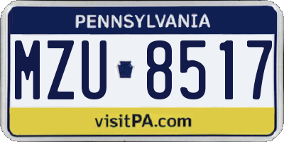 PA license plate MZU8517