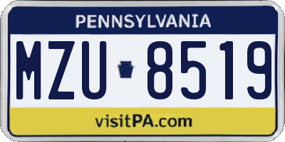 PA license plate MZU8519