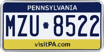 PA license plate MZU8522
