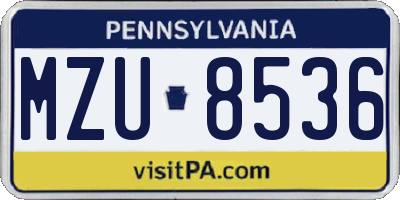 PA license plate MZU8536