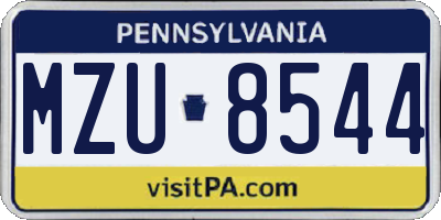 PA license plate MZU8544