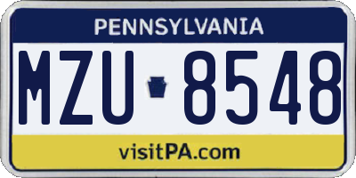 PA license plate MZU8548