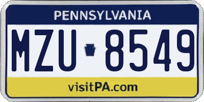 PA license plate MZU8549