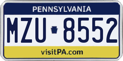 PA license plate MZU8552